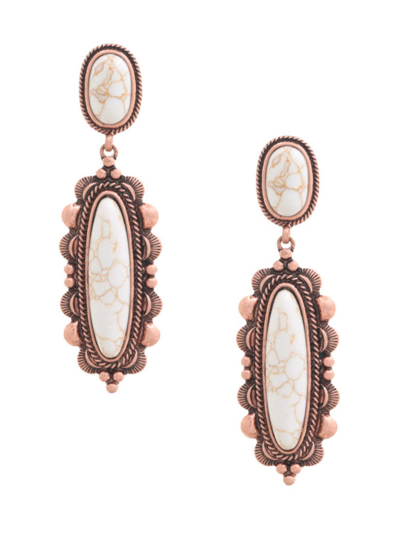 Copper & Cream Oval Earrings